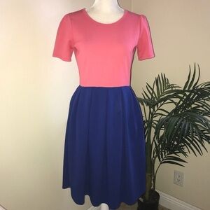 LuLaRoe Amelia Textured Stretch Box Pleat Dress M